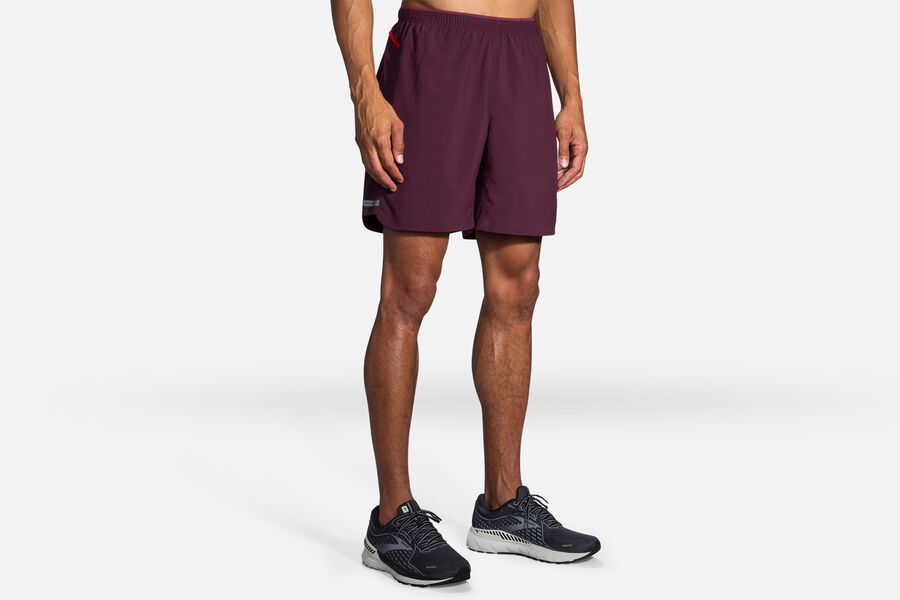 Mens Brooks Sherpa 7" 2-in-1 Bottoms Sangria | 974651-ETR